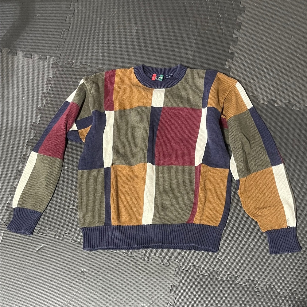 Multicolor Patchwork Crewneck Sweater - image 1